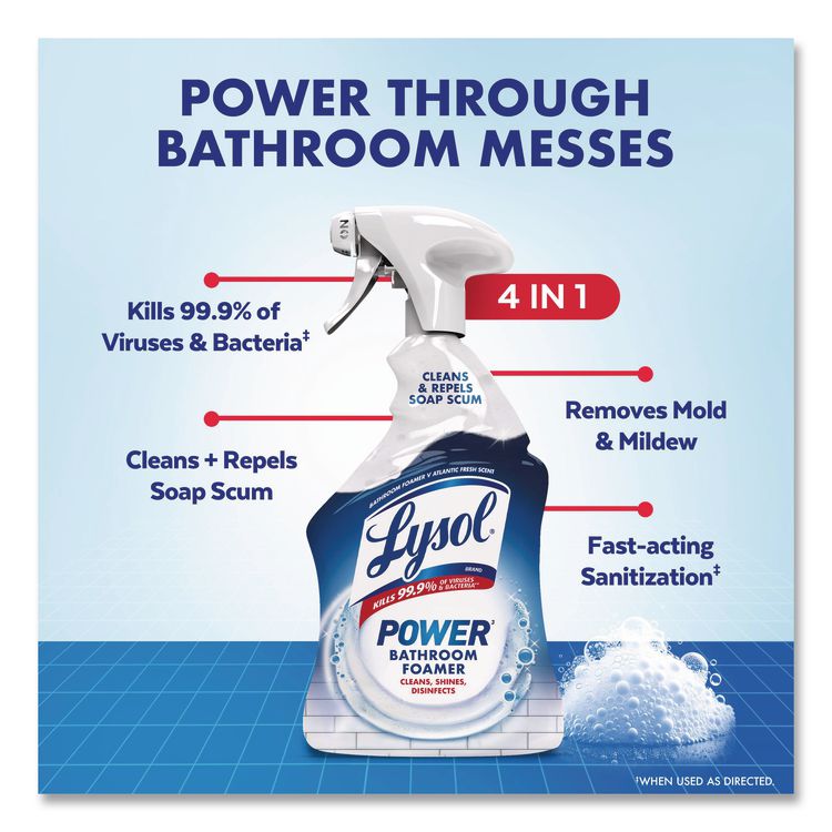 Disinfectant Power Bathroom Foamer, Liquid, Atlantic Fresh Scent, 32 oz Spray Bottle, 12/Carton
