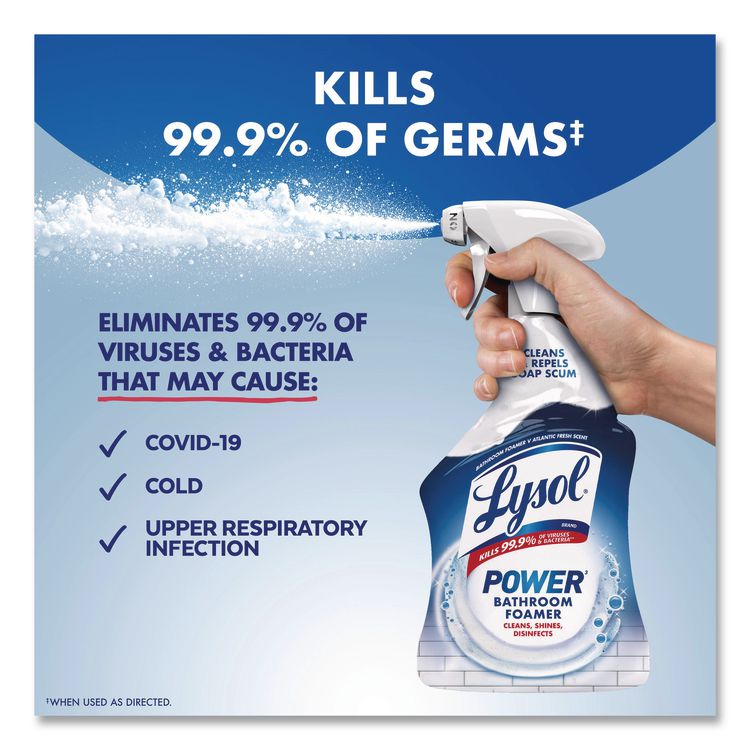 Disinfectant Power Bathroom Foamer, Liquid, Atlantic Fresh Scent, 32 oz Spray Bottle, 12/Carton