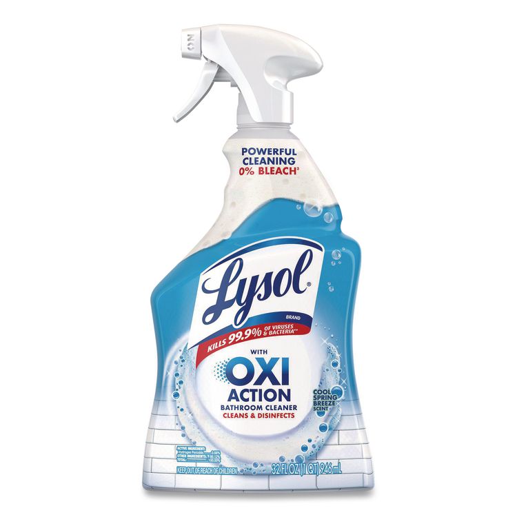 Bathroom Cleaner with Hydrogen Peroxide, Cool Spring Breeze Scent, 32 oz Trigger Spray Bottle, 12/Carton