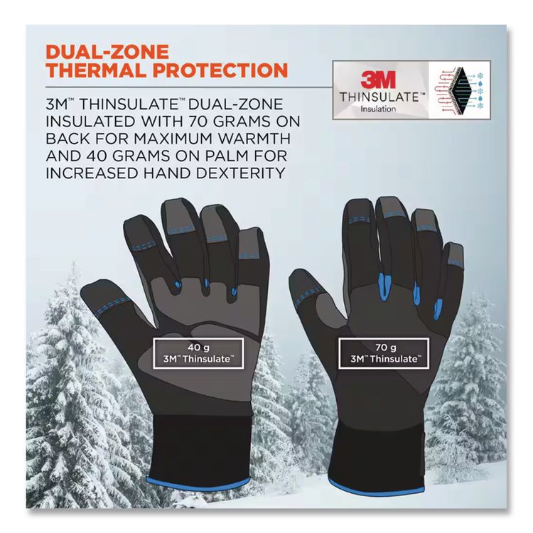 Proflex 817 Reinforced Thermal Utility Gloves, EN388: 3423X, 2X-Large, Black, Pair