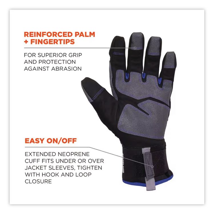 Proflex 817WP Reinforced Thermal Waterproof Utility Gloves, EN388: 3423X, Large, Black, Pair