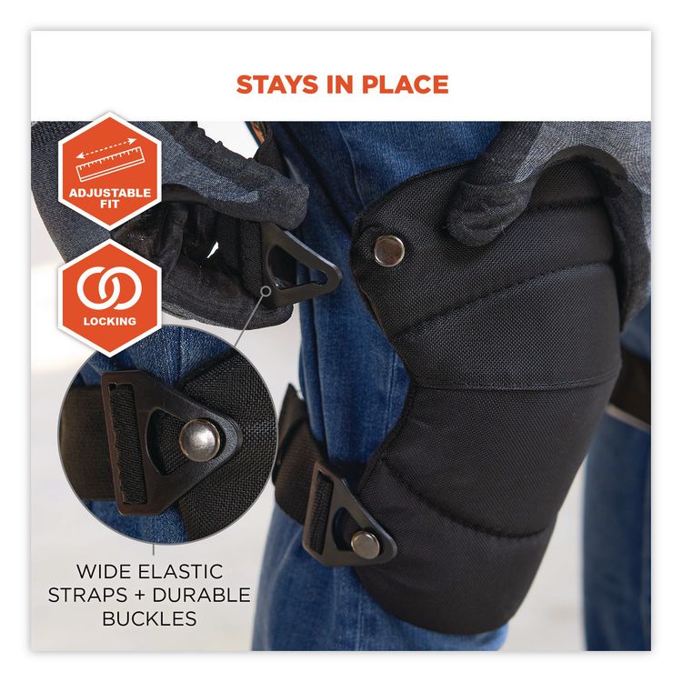 ProFlex 230 Wide Soft Cap Knee Pad, Buckle Closure, One Size Fits Most, Black