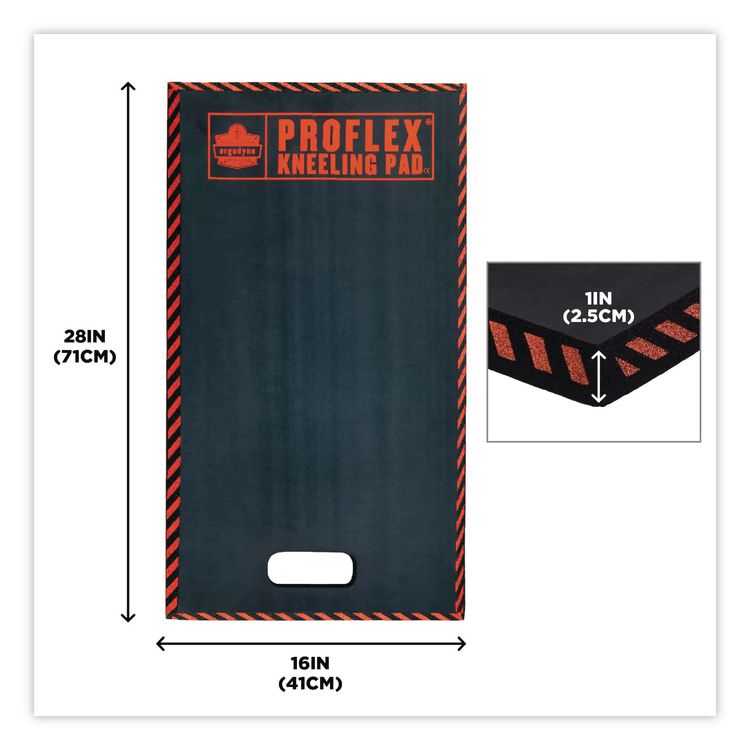 ProFlex 385 Large Kneeling Pad, Rectangular, Black Textured Surface, 16" x 28"