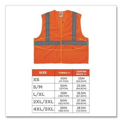 GloWear 8205HL Type R Class 2 Super Econo Mesh Vest, Polyester Mesh, Large to X-Large, Orange