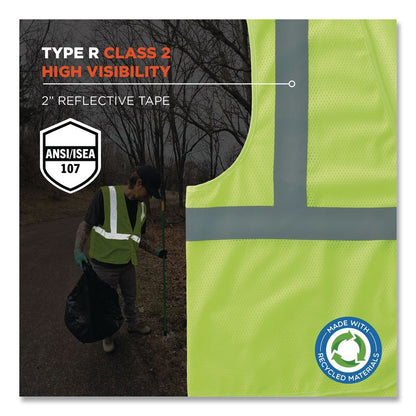 GloWear 8205HL Type R Class 2 Super Econo Mesh Safety Vest, Polyester, Small/Medium, Lime