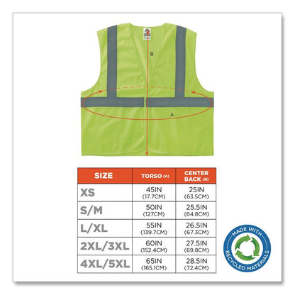 GloWear 8205HL Type R Class 2 Super Econo Mesh Safety Vest, Polyester, 2X-Large to 3X-Large, Lime