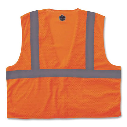 GloWear 8210Z Class 2 Economy Vest, Polyester Mesh, Zipper Closure, Large to X-Large, Orange