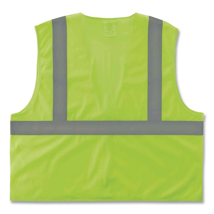 GloWear 8210Z Class 2 Economy Vest, Polyester Mesh, Zipper Closure, 2X-Large to 3X-Large, Lime