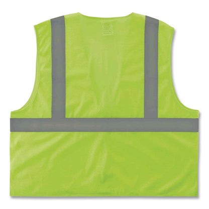 GloWear 8210Z Class 2 Economy Vest, Polyester Mesh, Zipper Closure, 2X-Large to 3X-Large, Lime