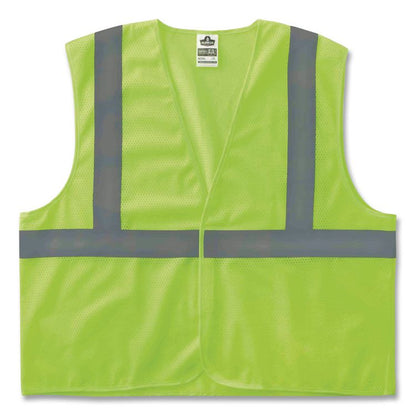 GloWear 8210Z Class 2 Economy Vest, Polyester Mesh, Zipper Closure, 2X-Large to 3X-Large, Lime
