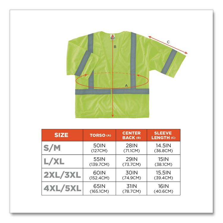 GloWear 8310HL Type R Class 3 Economy Mesh Vest, Polyester, Small to Medium, Lime
