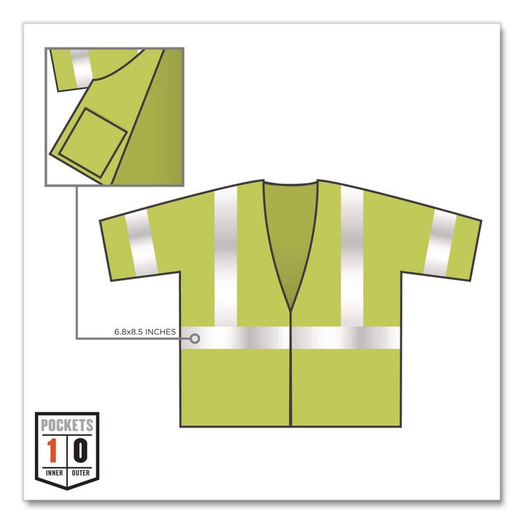 GloWear 8310HL Type R Class 3 Economy Mesh Vest, Polyester, Small to Medium, Lime