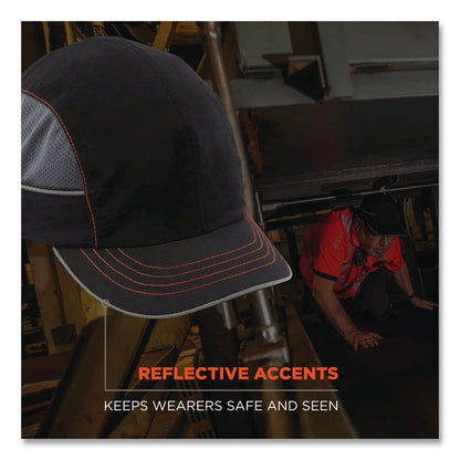 Skullerz 8950 Bump Cap, Short Front Brim, 3X-Small to Large (Up to 7.5), 0.01" Insert, Black