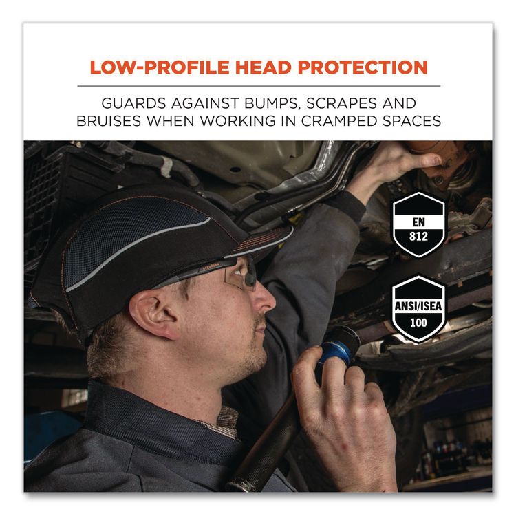 Skullerz 8950 Bump Cap, Short Front Brim, 3X-Small to Large (Up to 7.5), 0.01" Insert, Navy