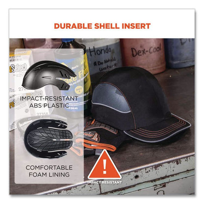 Skullerz 8950 Bump Cap, Long Front Brim, 3X-Small to Large (Up to 7.5), 0.01" Insert, Black