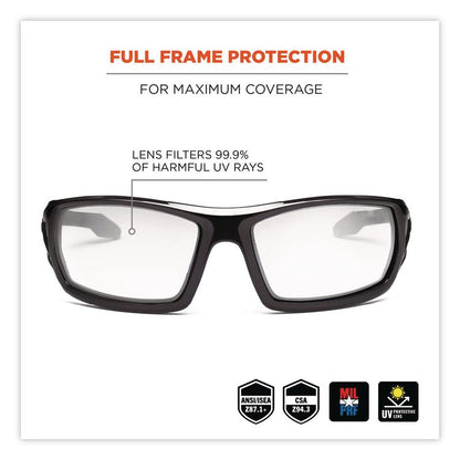 Skullerz Odin Safety Glasses, Black Full Frame, Clear Dual Lens