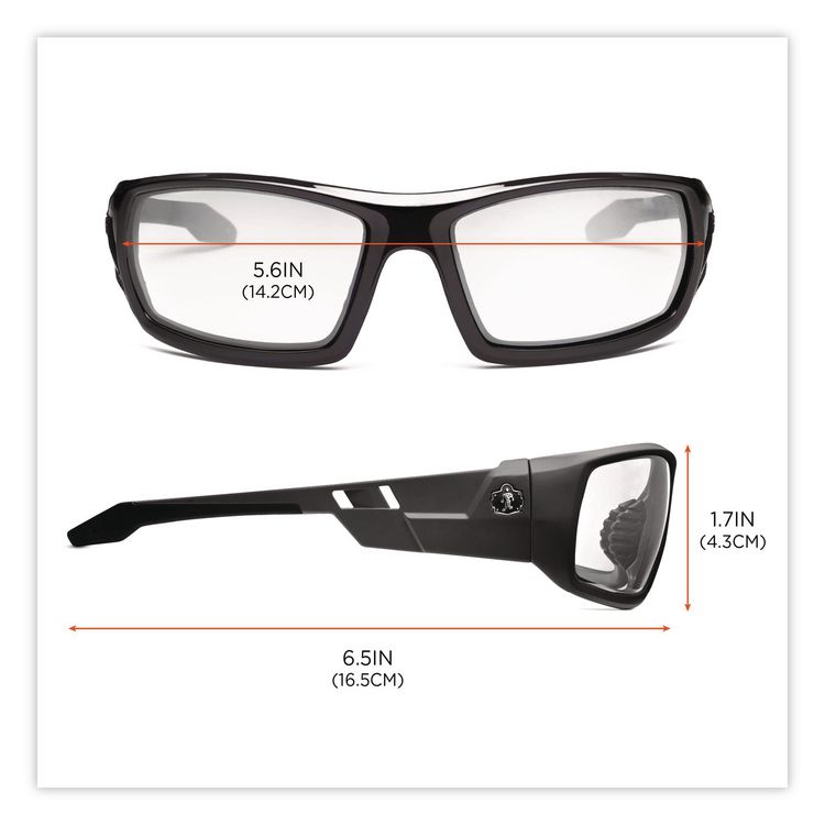 Skullerz Odin Safety Glasses, Black Full Frame, Clear Dual Lens