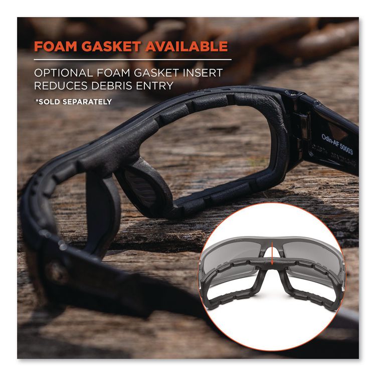 Skullerz Odin Safety Glasses, Black Full Frame, Clear Dual Lens