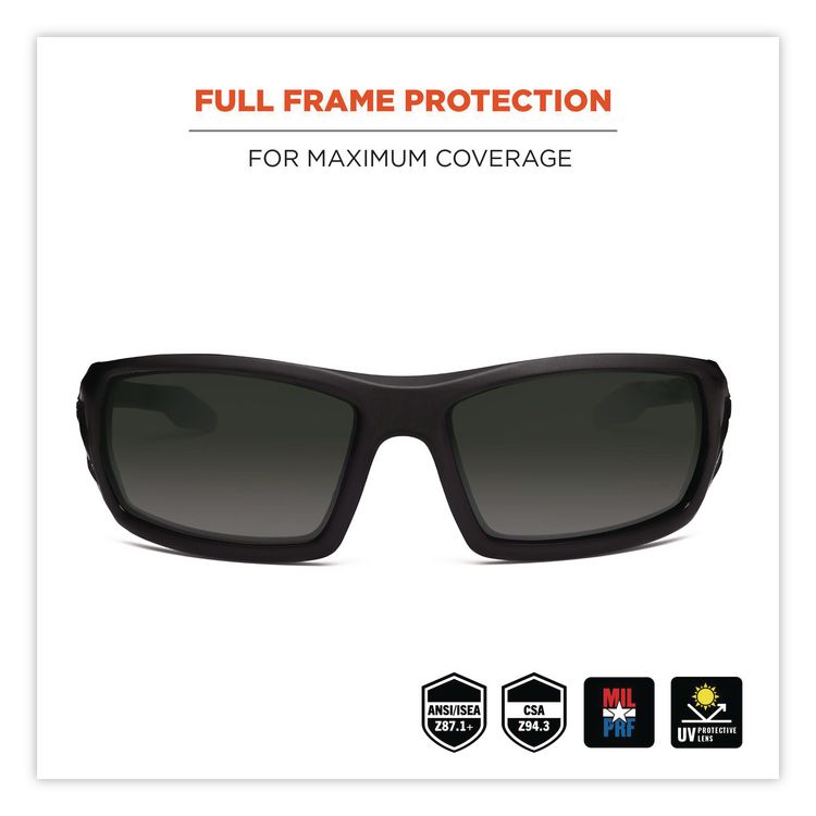 Skullerz Odin Safety Glasses, Black Full Frame, Smoke Dual Lens