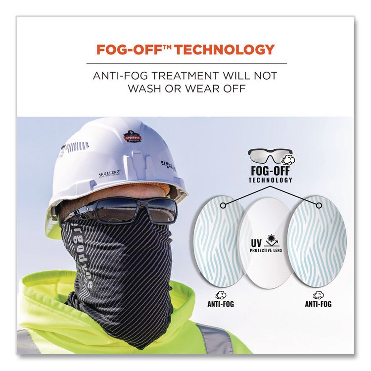 Skullerz Odin Safety Glasses, Fog-Off Technology, Black Full Frame, Smoke Dual Lens