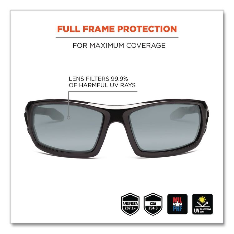 Skullerz Odin Safety Glasses, Black Full Frame, Mirrored Silver Dual Lens