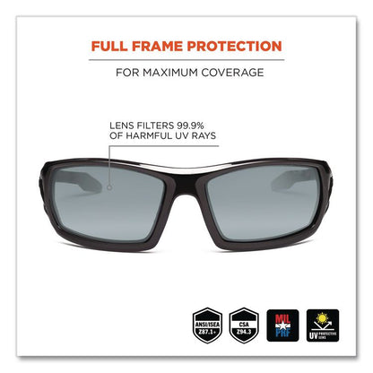Skullerz Odin Safety Glasses, Black Full Frame, Mirrored Silver Dual Lens