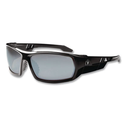 Skullerz Odin Safety Glasses, Black Full Frame, Mirrored Silver Dual Lens