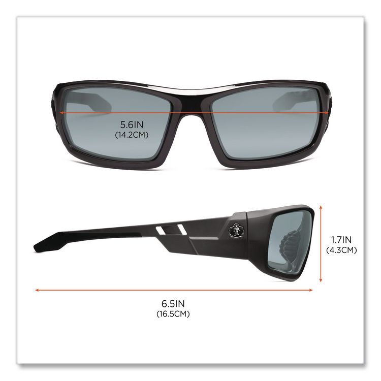 Skullerz Odin Safety Glasses, Black Full Frame, Mirrored Silver Dual Lens