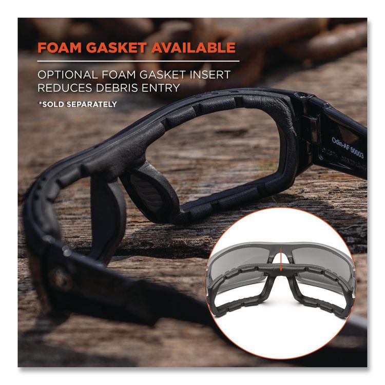 Skullerz Odin Safety Glasses, Black Full Frame, Mirrored Silver Dual Lens