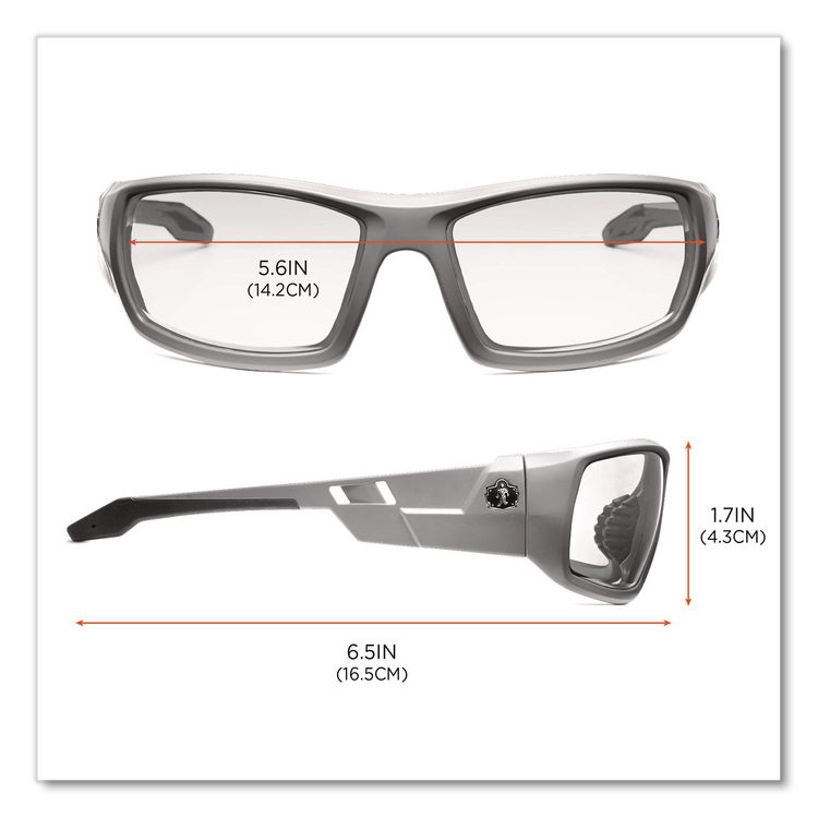 Skullerz Odin Safety Glasses, Fog-Off Technology, Matte Gray Full Frame, Clear Dual Lens