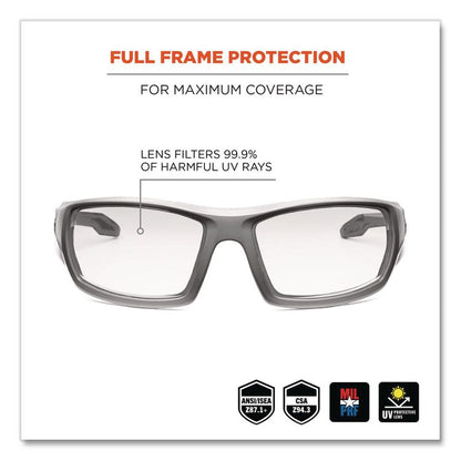 Skullerz Odin Safety Glasses, Fog-Off Technology, Matte Gray Full Frame, Clear Dual Lens