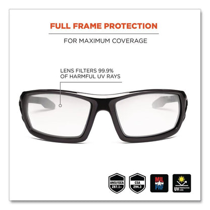 Skullerz Odin Safety Glasses, Black Full Frame, Clear Dual I/O Lens