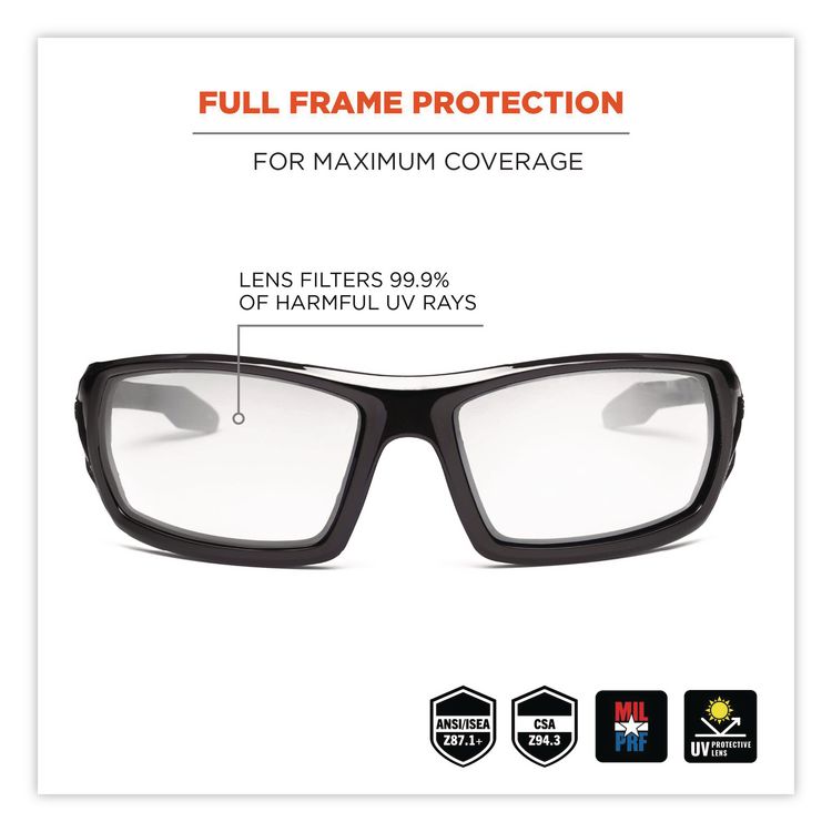 Skullerz Odin Safety Glasses, Matte Black Full Frame, Clear Dual Lens