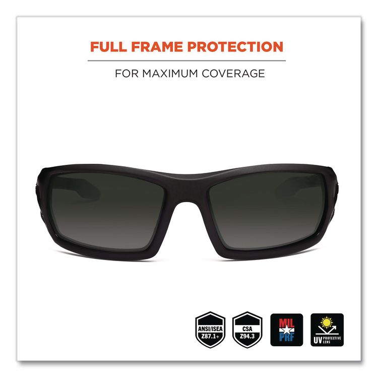 Skullerz Odin Safety Glasses, Matte Black Full Frame, Smoke Dual Lens