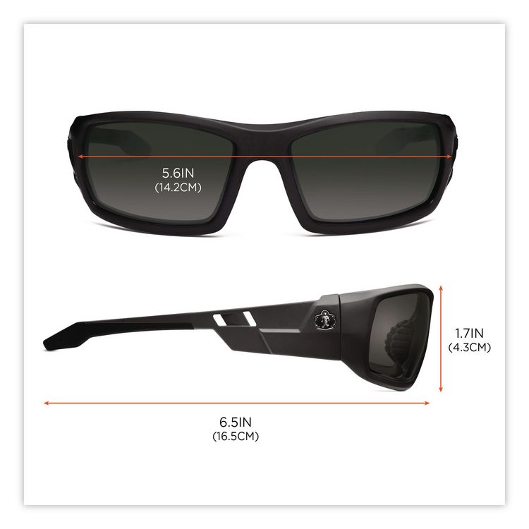 Skullerz Odin Safety Glasses, Matte Black Full Frame, Smoke Dual Lens