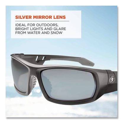 Skullerz Odin Safety Glasses, Matte Black Full Frame, Mirrored Silver Dual Lens