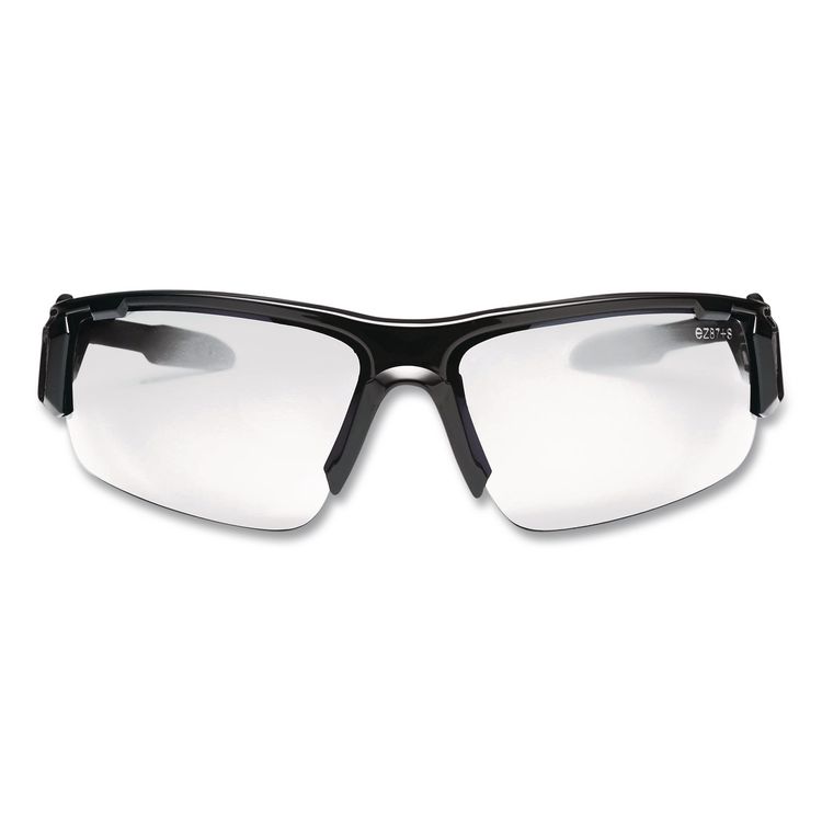 Skullerz Dagr Safety Glasses, Black Half Frame, Clear Single Lens