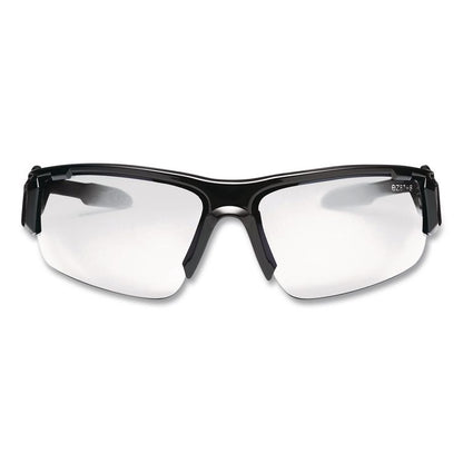 Skullerz Dagr Safety Glasses, Black Half Frame, Clear Single Lens