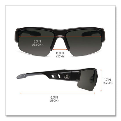 Skullerz Dagr Safety Glasses, Black Half Frame, Smoke Single Lens