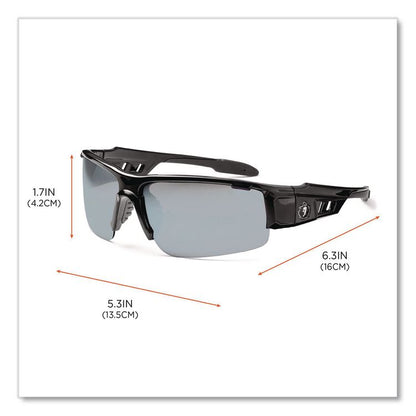 Skullerz Dagr Safety Glasses, Black Half Frame, Mirrored Silver Single Lens