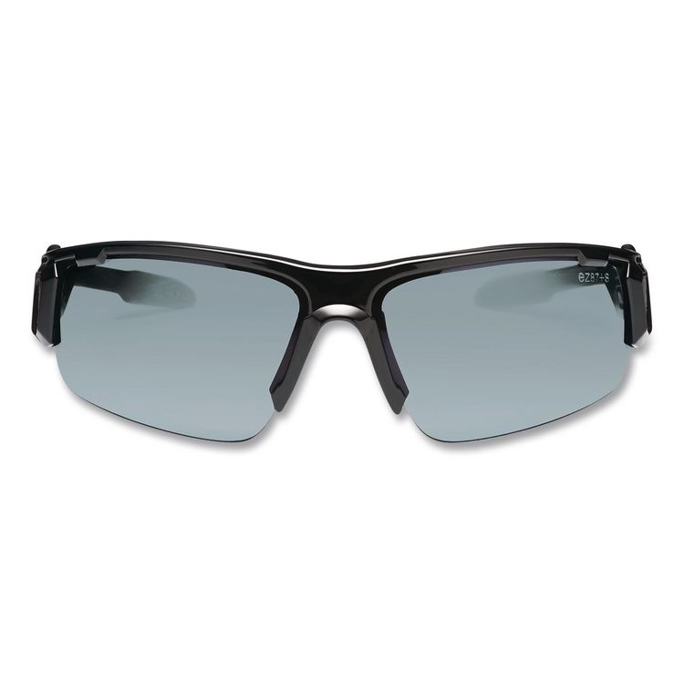 Skullerz Dagr Safety Glasses, Black Half Frame, Mirrored Silver Single Lens