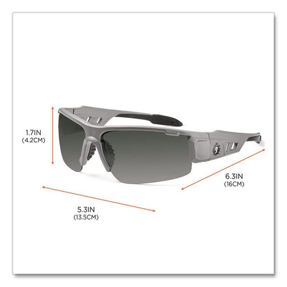 Skullerz Dagr Safety Glasses, Matte Gray Half Frame, Smoke Single Lens