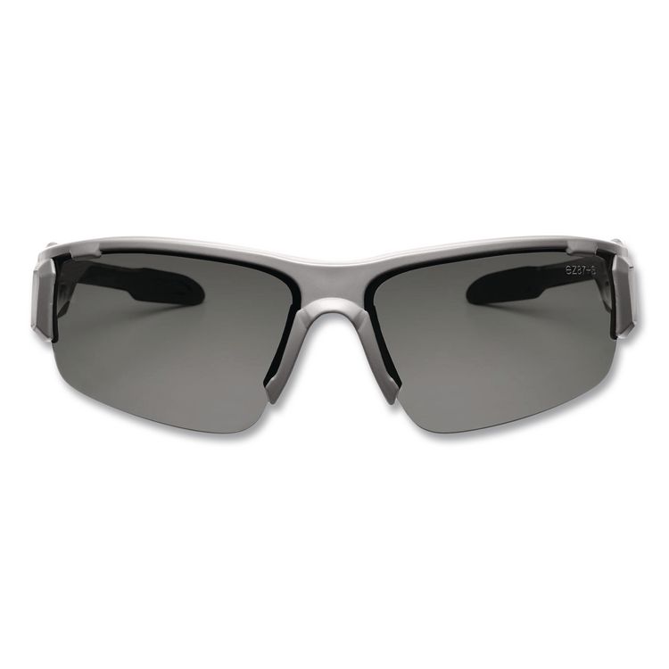 Skullerz Dagr Safety Glasses, Matte Gray Half Frame, Smoke Single Lens