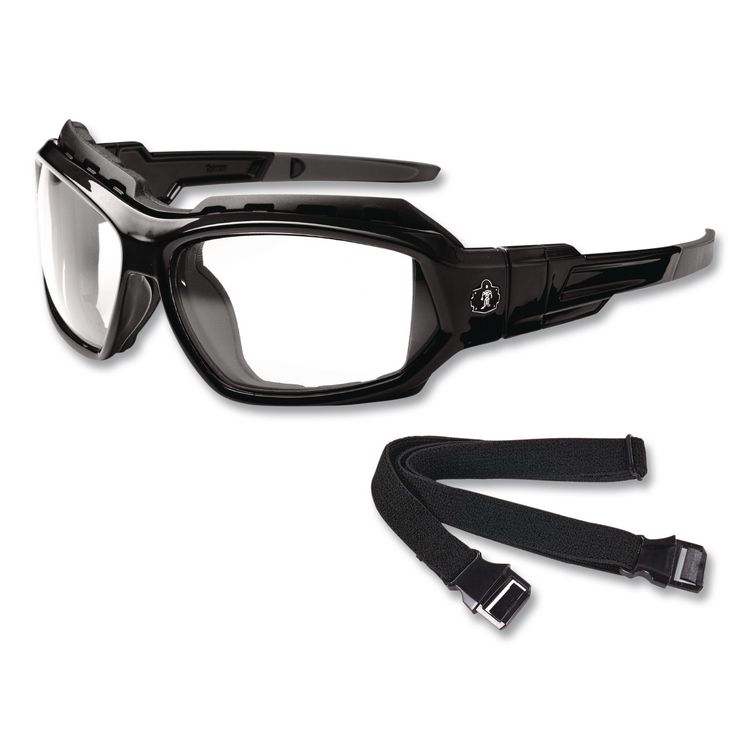 Skullerz Loki Safety Glasses/Goggles, Black Full Frame, Clear Dual Lens