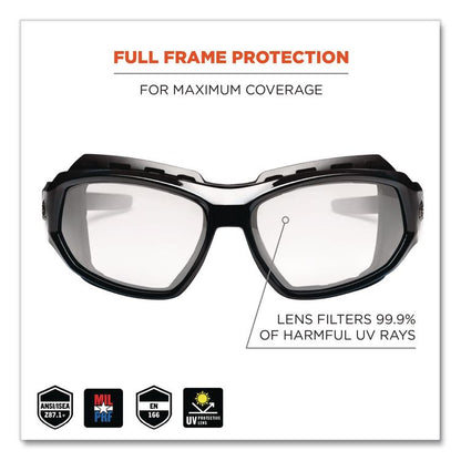 Skullerz Loki Safety Glasses/Goggles, Black Full Frame, Clear Dual Lens