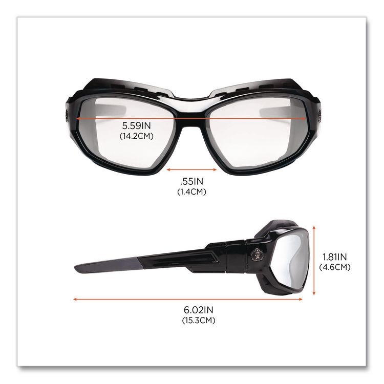 Skullerz Loki Safety Glasses/Goggles, Black Full Frame, Clear Dual Lens
