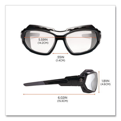 Skullerz Loki Safety Glasses/Goggles, Black Full Frame, Clear Dual Lens