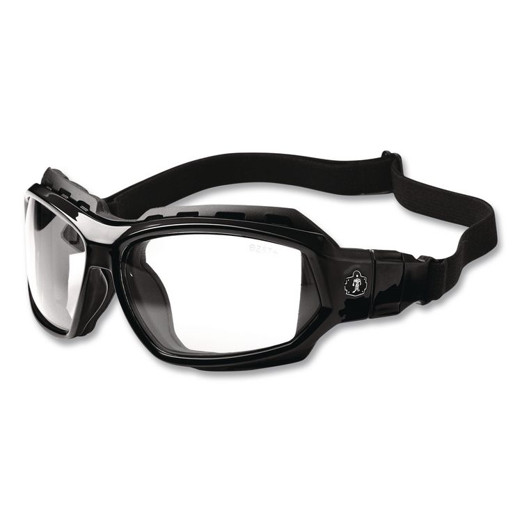 Skullerz Loki Safety Glasses/Goggles, Black Full Frame, Clear Dual Lens
