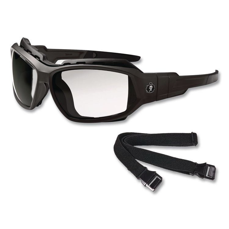 Skullerz Loki Safety Glasses/Goggles, Fog-Off Technology, Black Full Frame, Clear Dual Lens