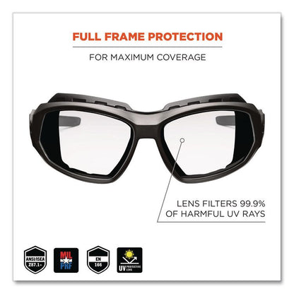 Skullerz Loki Safety Glasses/Goggles, Fog-Off Technology, Black Full Frame, Clear Dual Lens